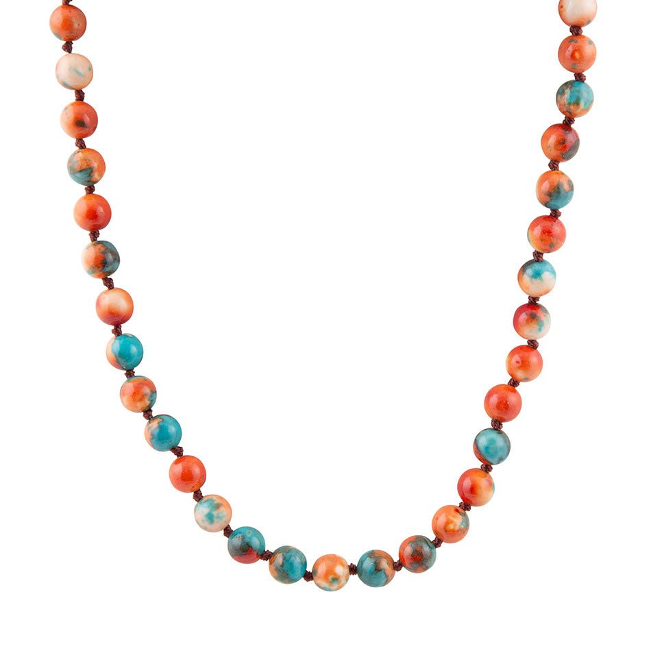 Immeasurable Multicolor Ocean Jade Golden Wrap Necklace by Barse Jewelry