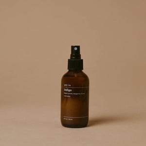 Indigo room spray by gold + ivy, scented candle detail photo 2