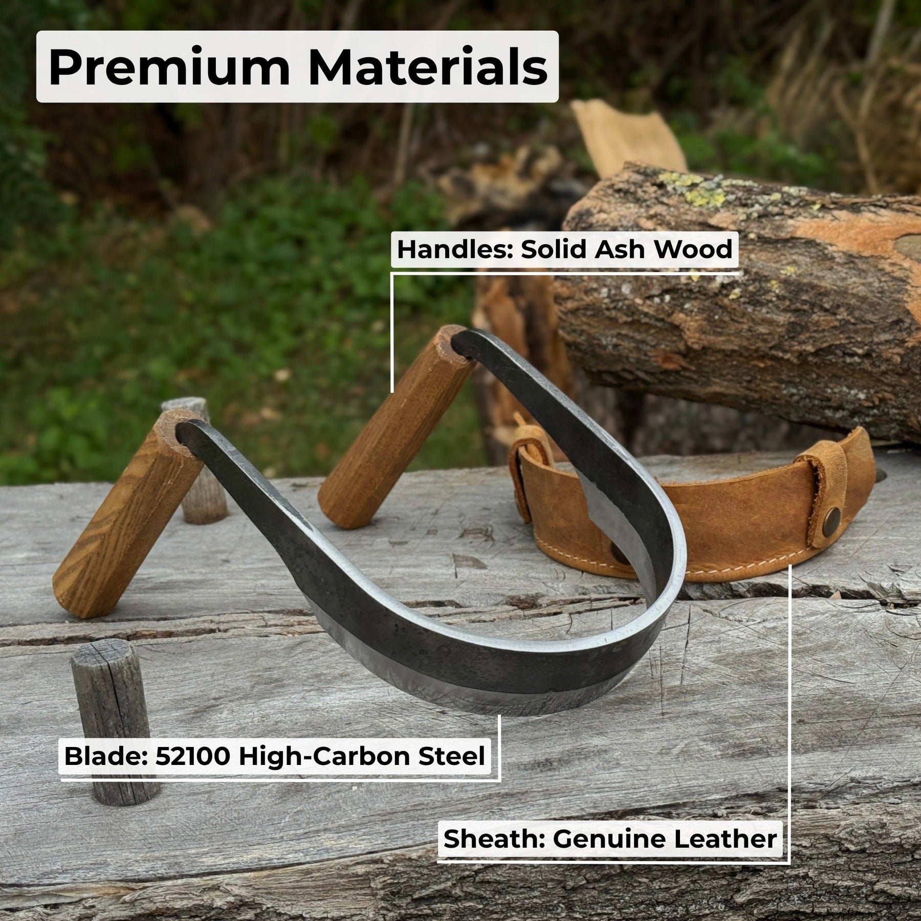 Inshave (Half-Rounded Drawknife), 13 cm (5.1 inches) detail view by Sharky Forged Steel Tools