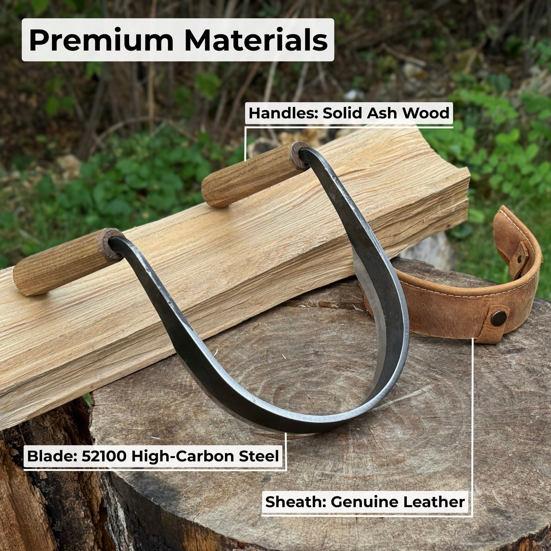 Inshave (Half-Rounded Drawknife), 16.5 cm (6.5 inches) detail view by Sharky Forged Steel Tools