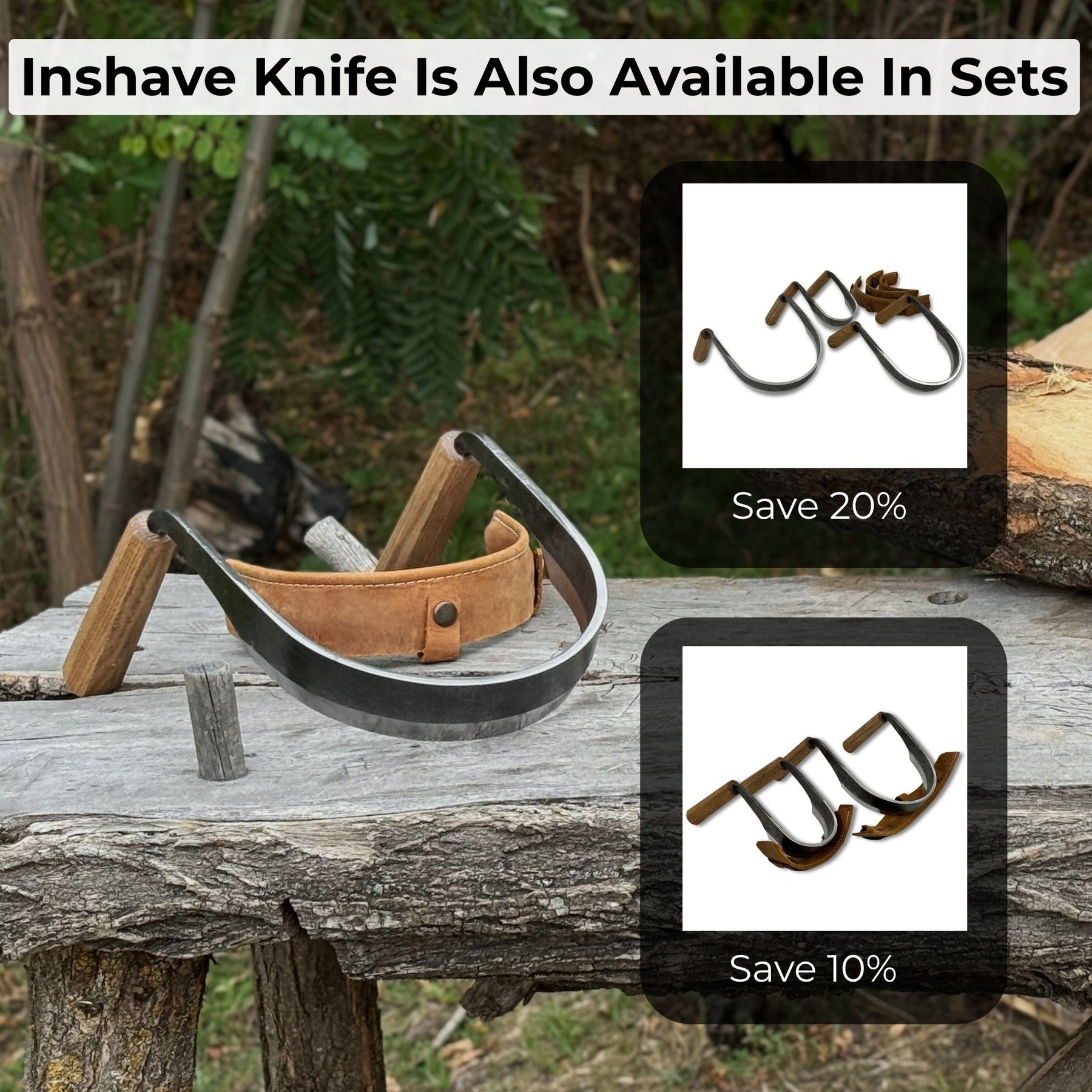 Inshave (Half-Rounded Drawknife), 16.5 cm (6.5 inches) detail view by Sharky Forged Steel Tools