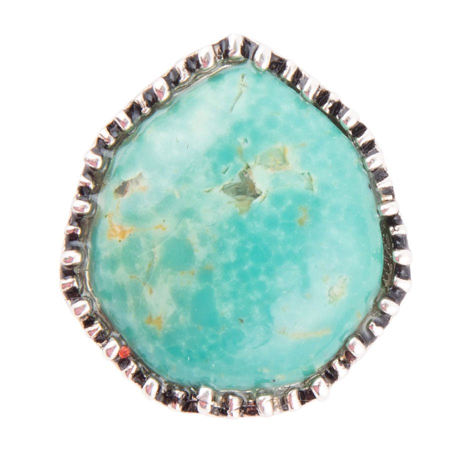 Intricate Green Turquoise and Sterling Silver Ring detail view by Barse Jewelry