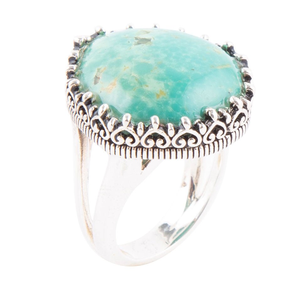Intricate Green Turquoise and Sterling Silver Ring by Barse Jewelry