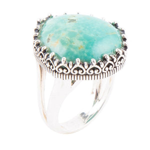 Intricate Green Turquoise and Sterling Silver Ring by Barse Jewelry