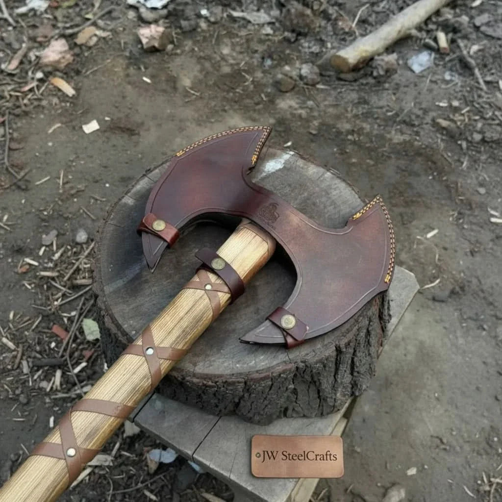 Handcrafted Double-Head Decorative Axe with Wooden Handle – JW SteelCrafts by JW SteelCrafts, Southern home decor detail photo 5
