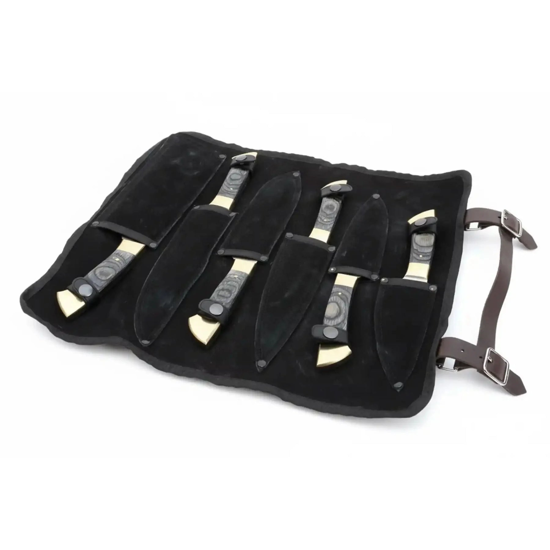 Handmade J2 chef knife set with polished steel blades