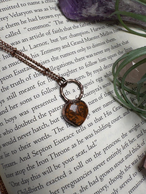 Jasper Heart Necklace detail view by Copper Ashes