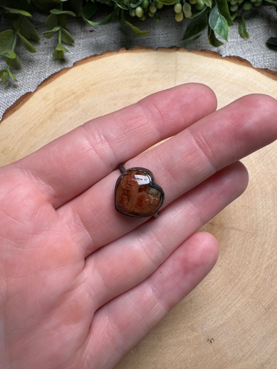 Jasper Heart Ring Size 7 by Copper Ashes