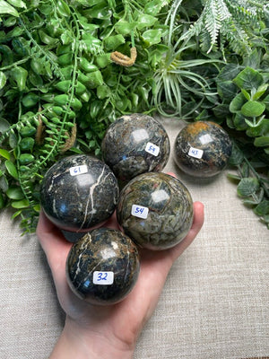 Jasper Mix Sphere detail view by Copper Ashes