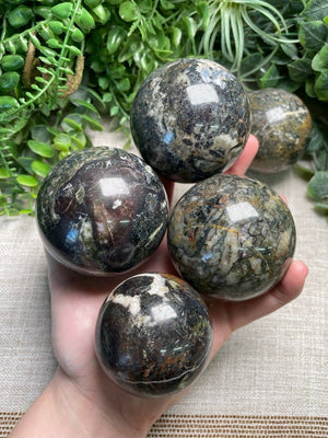 Jasper Mix Sphere detail view by Copper Ashes
