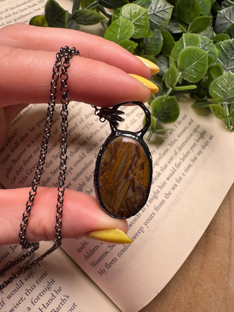 Jasper Necklace detail view by Copper Ashes