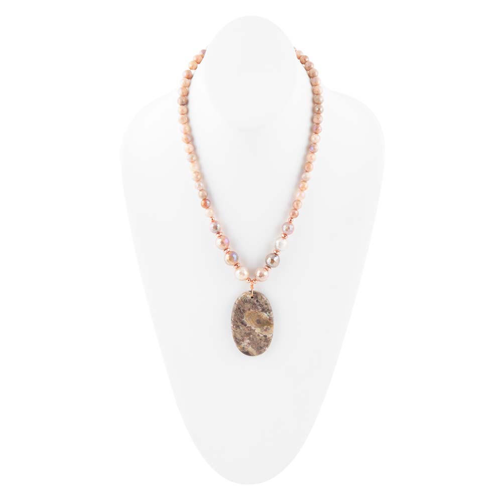 Jasper Slab in Pink Necklace detail view by Barse Jewelry