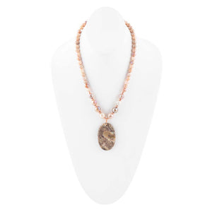Jasper Slab in Pink Necklace detail view by Barse Jewelry