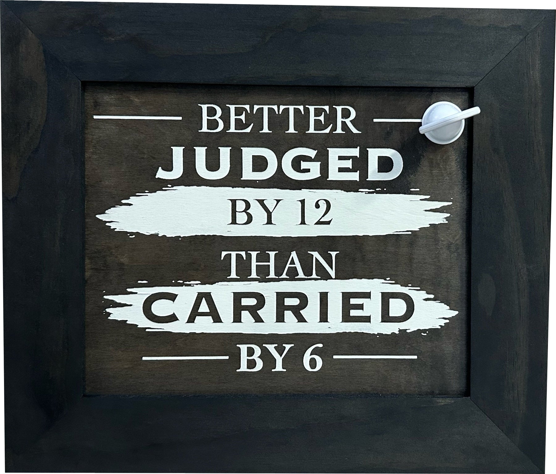 Better Judged by 12 Than Carried by 6 Gun Concealment Furniture - Handcrafted Hidden Gun Storage Wall Decor - Hidden Safe Furniture with Magnetic Lock by Bellewood Designs