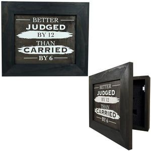 Better Judged by 12 Than Carried by 6 Gun Concealment Furniture - Handcrafted Hidden Gun Storage Wall Decor - Hidden Safe Furniture with Magnetic Lock by Bellewood Designs