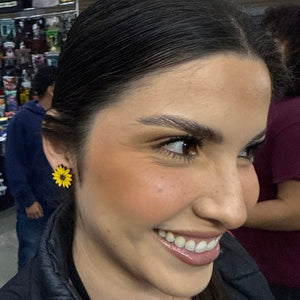 Kansas Sunflower Wooden Dangle Earrings | State Flower Jewelry detail view by Cate's Concepts, LLC