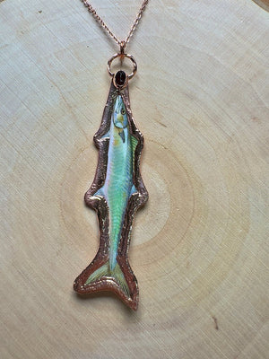 King Mackerel and Garnet Necklace by Copper Ashes