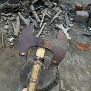 Handcrafted Double-Head Decorative Axe with Wooden Handle – JW SteelCrafts by JW SteelCrafts, Southern home decor detail photo 6