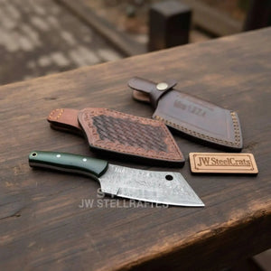Ko-Bunka Knife Damascus Steel, Reverse Tanto by JW SteelCrafts, Damascus knife main product photo