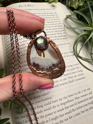 Labradorite and Butterfly Wing Necklace by Copper Ashes