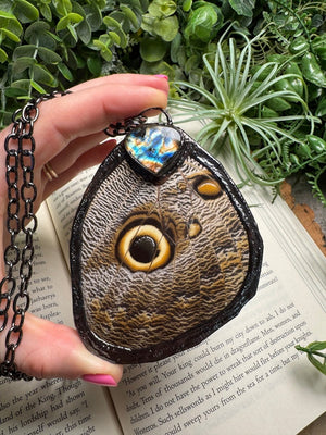 Labradorite and Giant Moth Wing Necklace (reversible) by Copper Ashes