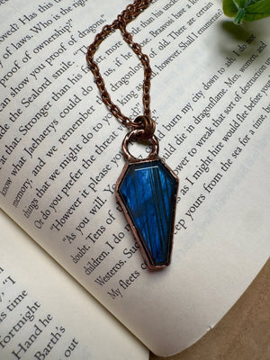 Labradorite Coffin Necklace detail view by Copper Ashes