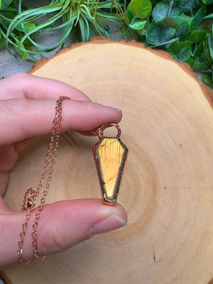 Labradorite Coffin Necklace by Copper Ashes