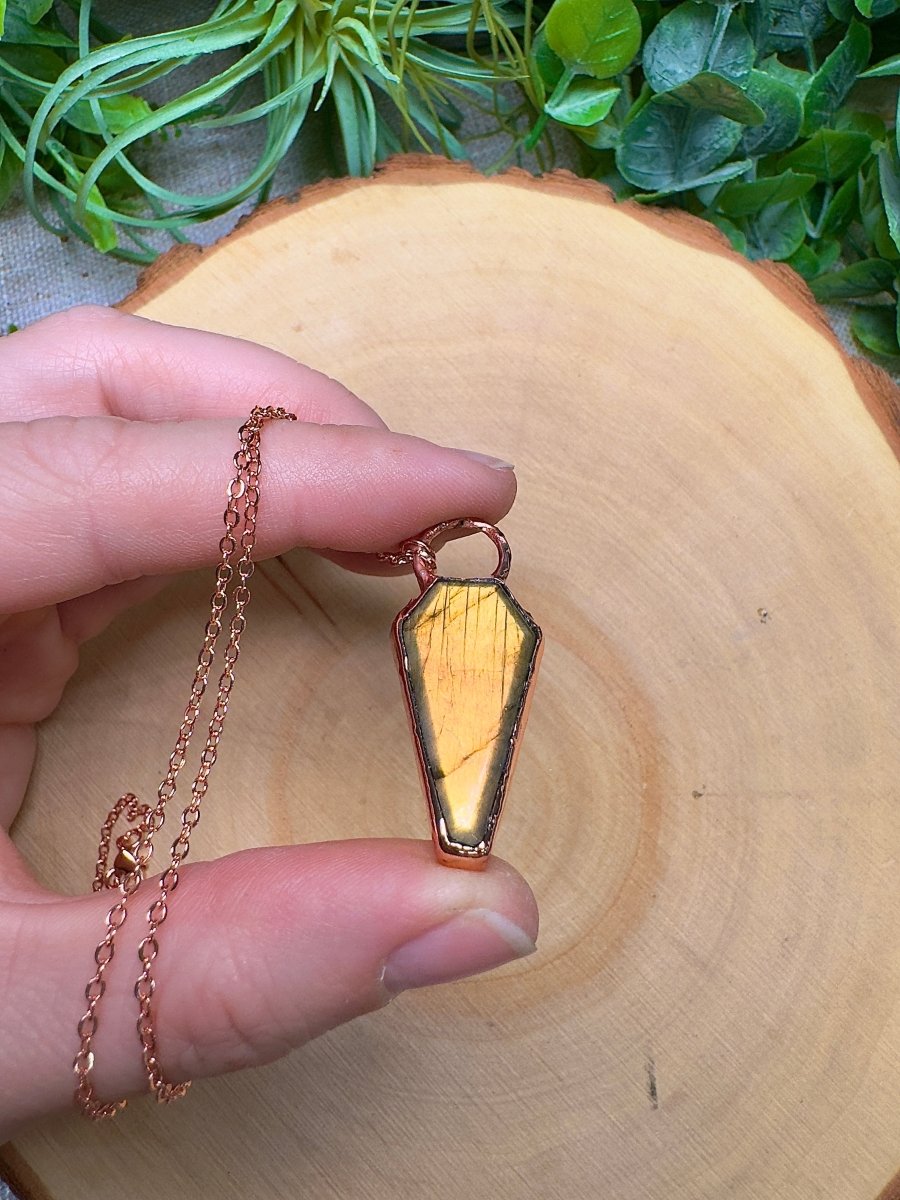 Labradorite Coffin Necklace by Copper Ashes