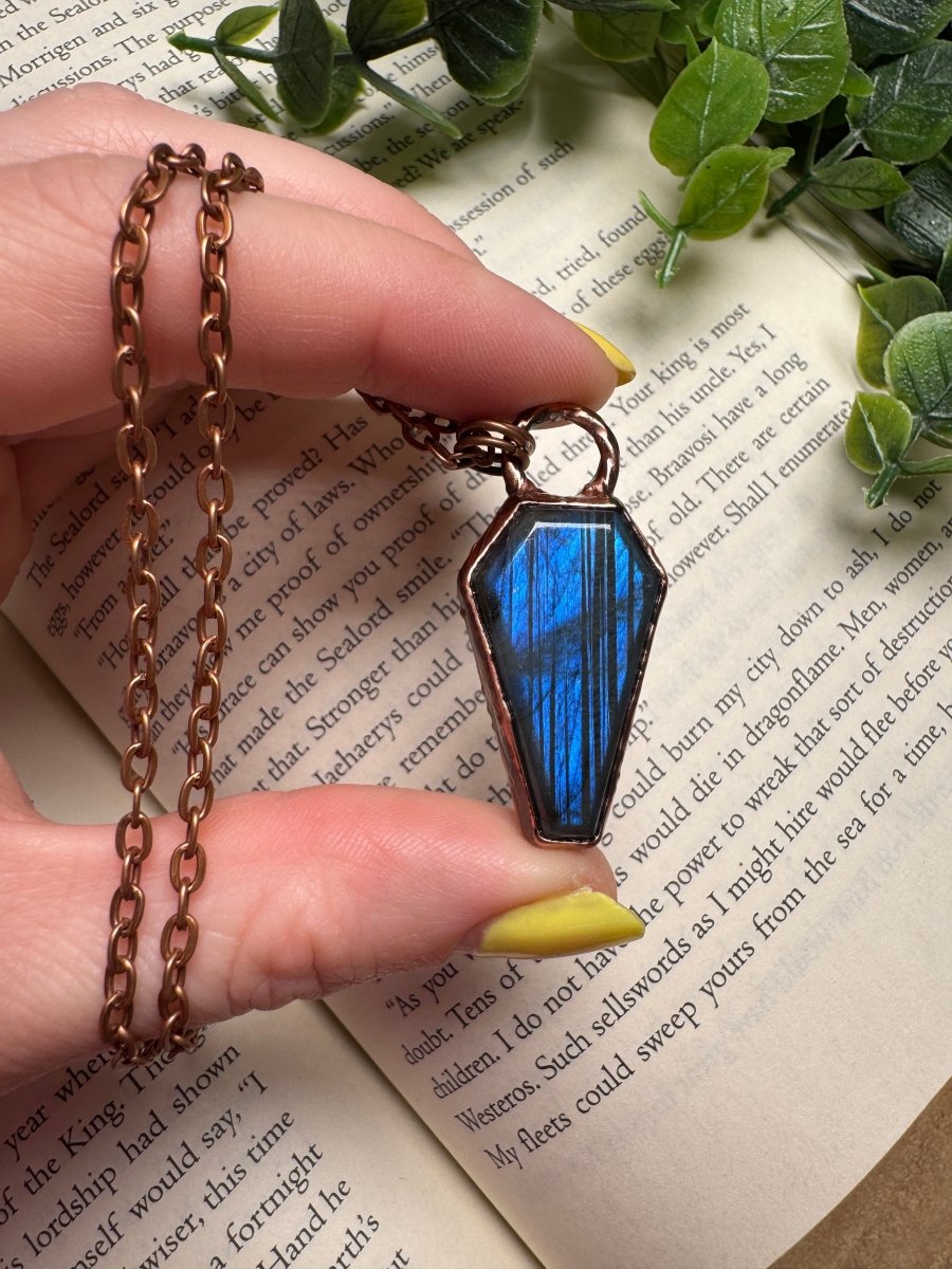 Labradorite Coffin Necklace by Copper Ashes