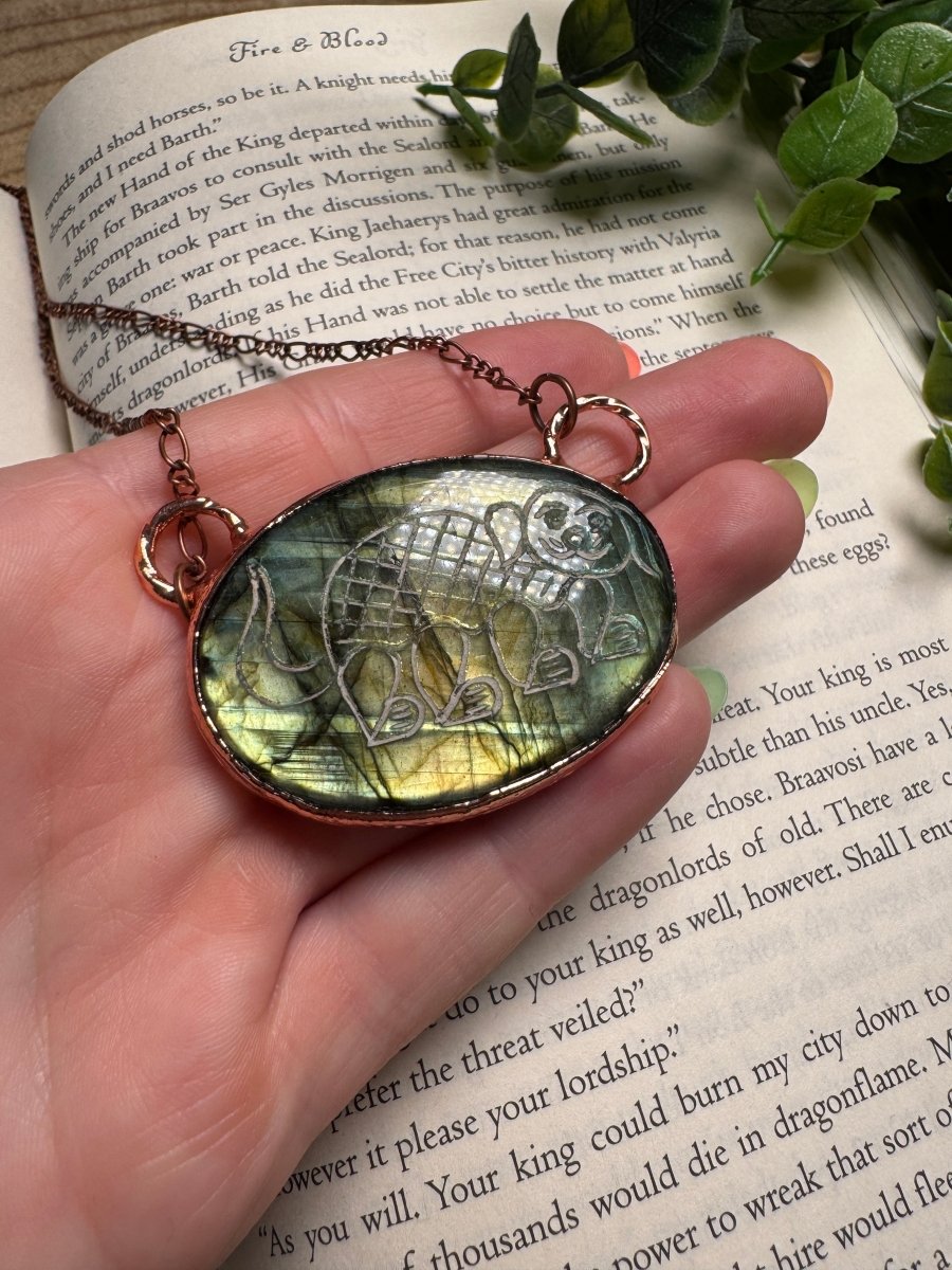 Labradorite Dog Necklace by Copper Ashes