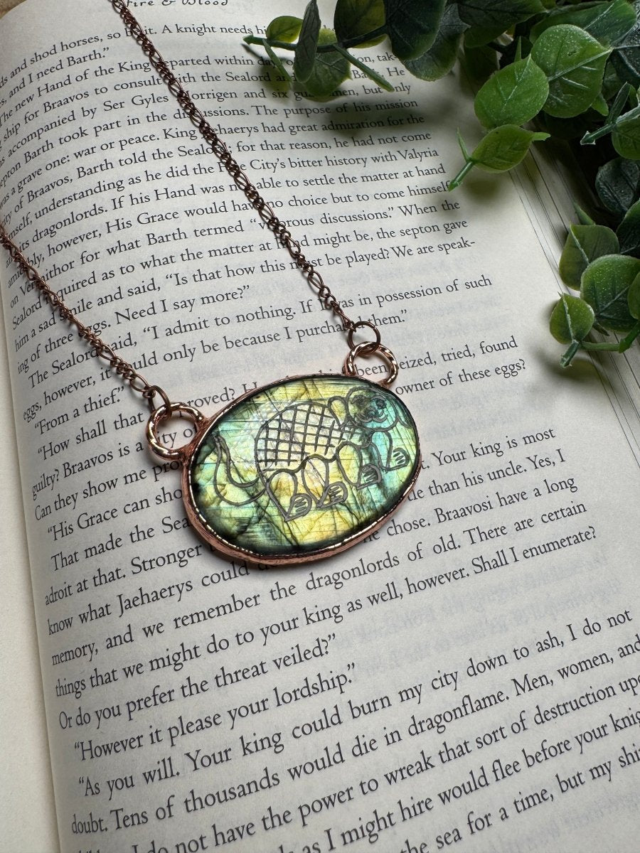 Labradorite Dog Necklace detail view by Copper Ashes