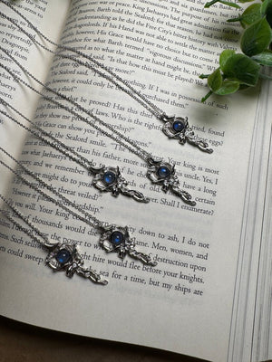 Labradorite Kawaii Bow Necklace Adjustable by Copper Ashes