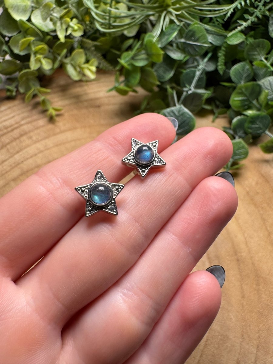 Labradorite Star Stud Earrings by Copper Ashes