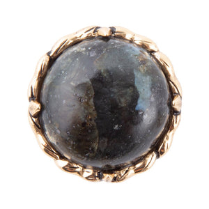 Black Labradorite and Golden Statement Ring detail view by Barse Jewelry