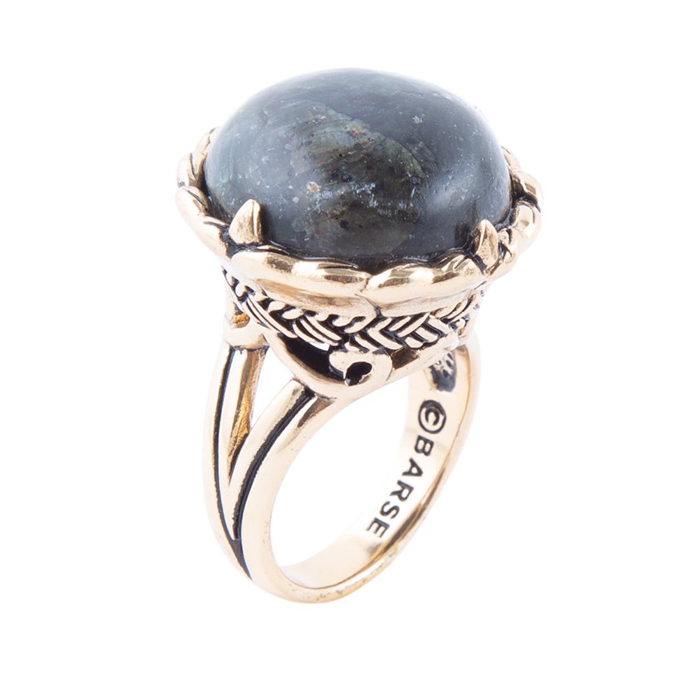 Black Labradorite and Golden Statement Ring by Barse Jewelry