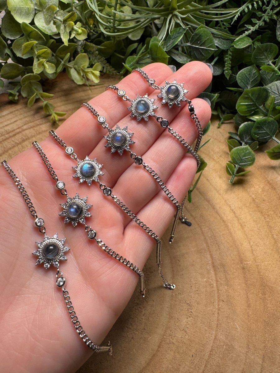 Labradorite Sun Bracelet detail view by Copper Ashes