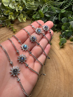 Labradorite Sun Bracelet detail view by Copper Ashes