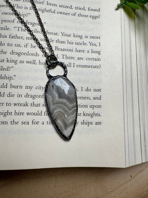 Lace Agate Necklace detail view by Copper Ashes