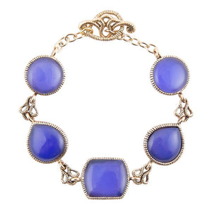 Lace Blue Agate Link Golden Bracelet by Barse Jewelry