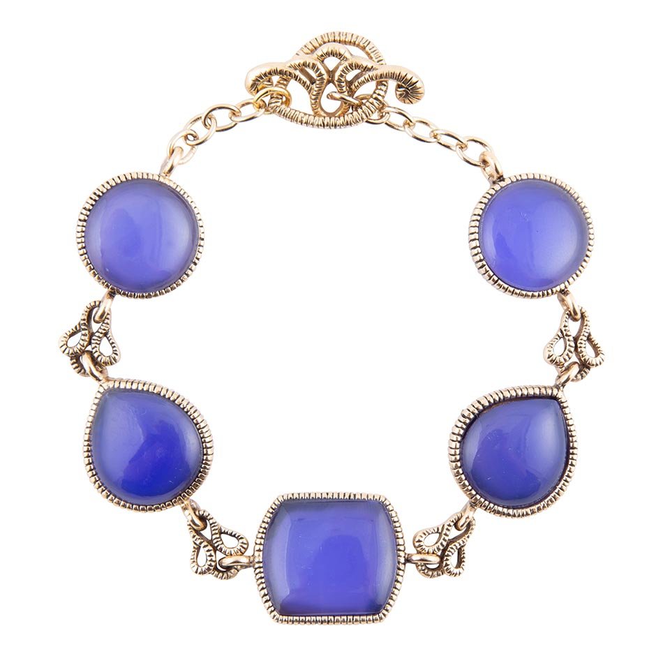 Lace Blue Agate Link Golden Bracelet by Barse Jewelry