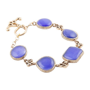 Lace Blue Agate Link Golden Bracelet detail view by Barse Jewelry