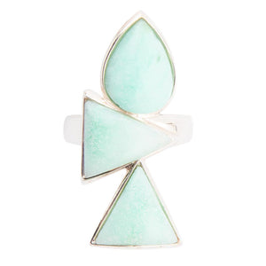 Lahana Green Chrysoprase and Sterling Silver Statement Ring detail view by Barse Jewelry