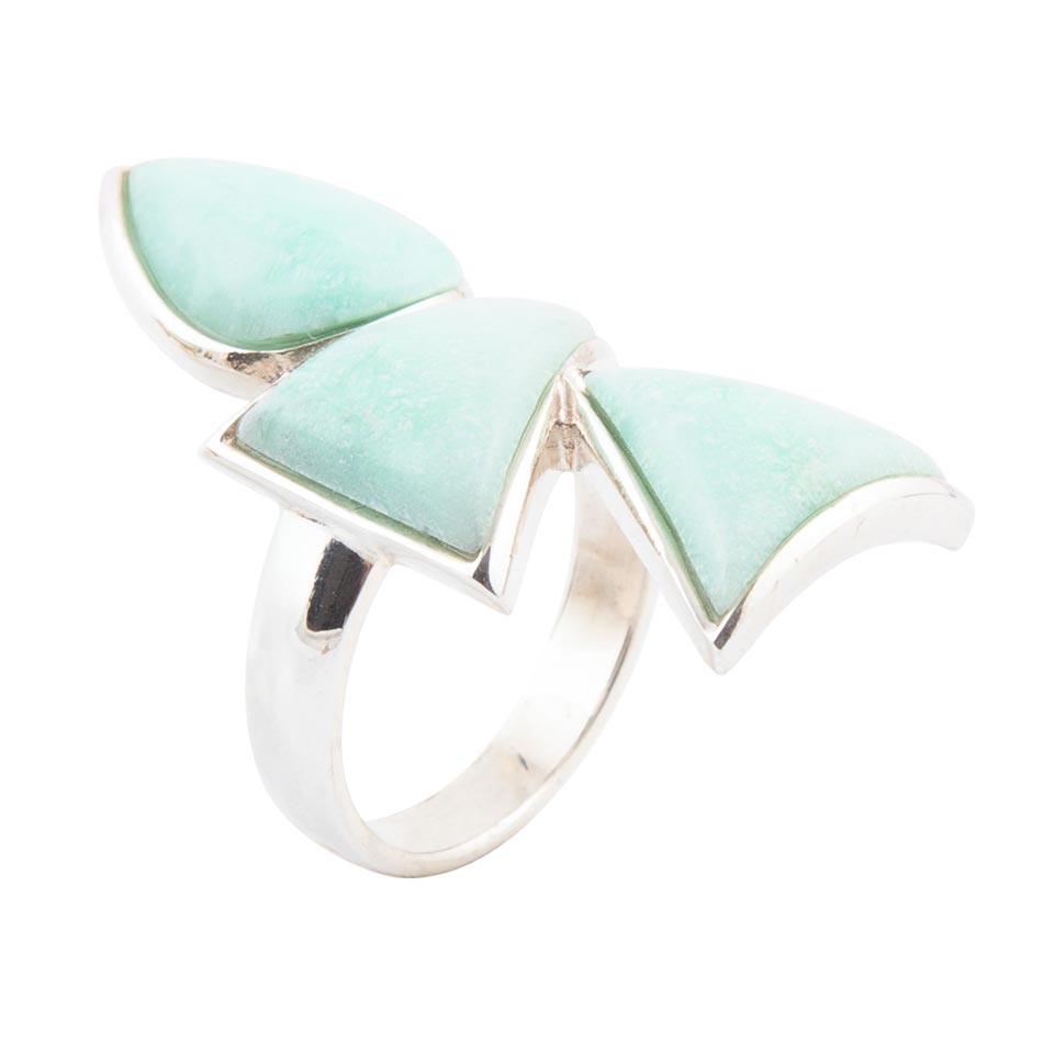 Lahana Green Chrysoprase and Sterling Silver Statement Ring by Barse Jewelry