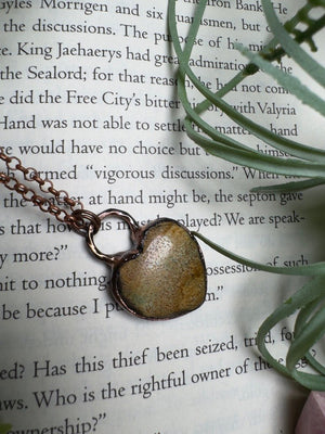 Landscape Jasper Heart Necklace detail view by Copper Ashes