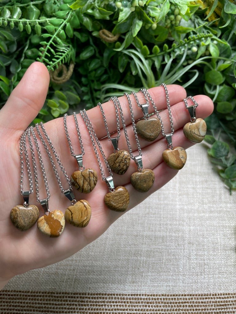 Landscape Jasper Heart Necklace by Copper Ashes