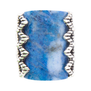Blue Lapis Slice and Sterling Silver Ring detail view by Barse Jewelry