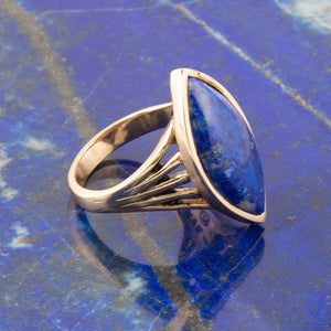 Blue Lapis Golden Spark Ring detail view by Barse Jewelry
