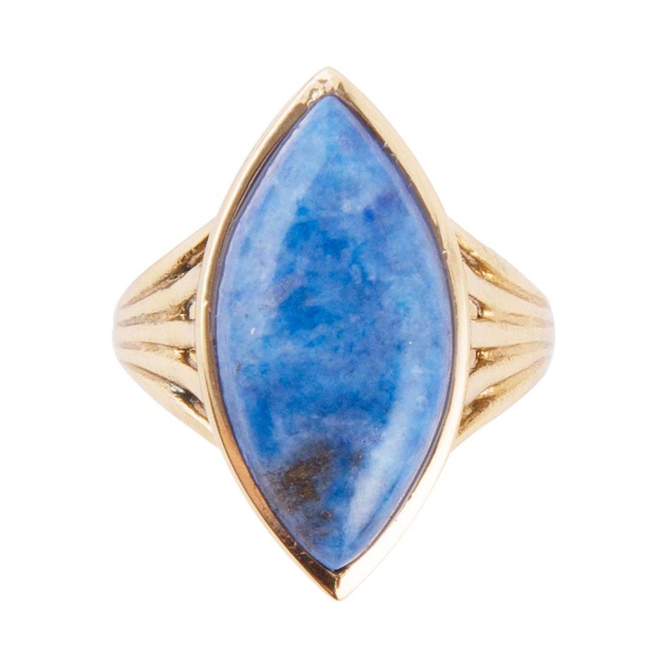 Blue Lapis Golden Spark Ring detail view by Barse Jewelry