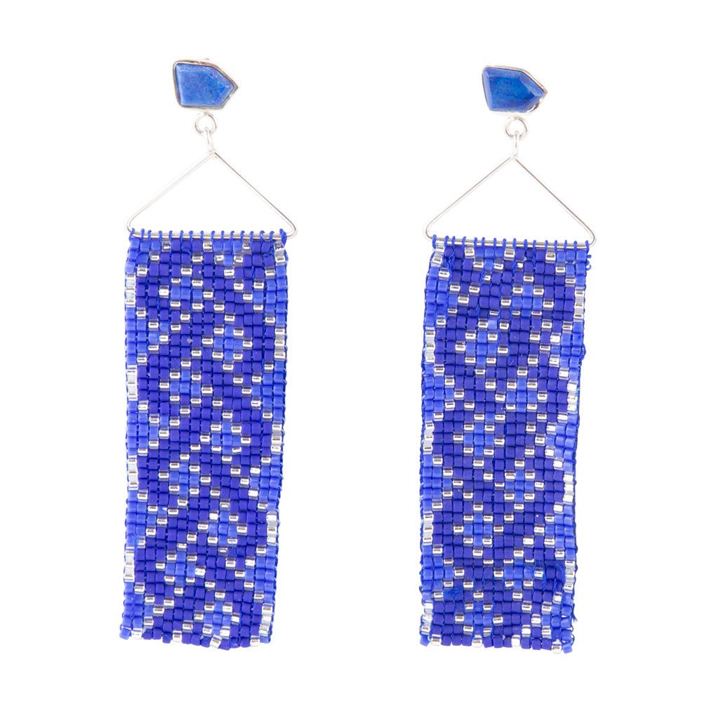 Lapis Woven Seed Bead Earrings by Barse Jewelry