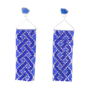 Lapis Woven Seed Bead Earrings by Barse Jewelry
